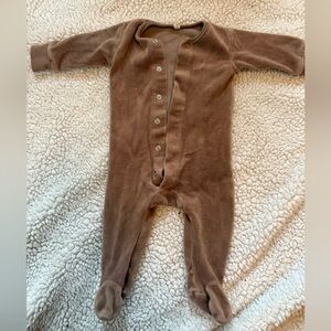 Quincy Mae Brown Velour Baby Footie